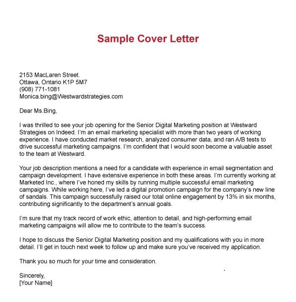 Canadian cover letter best sale