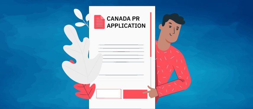 An illustration of immigration consultant guiding with Canadian PR visa application