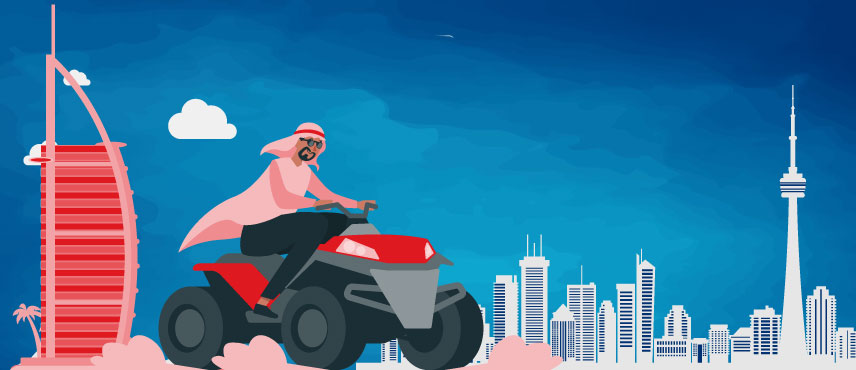  illustration of a emirati willing to move to Canada From Dubai