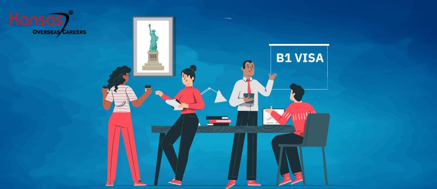 illustration of a Kansas Immigration Consultant Explaining how to apply for B1 Visa.